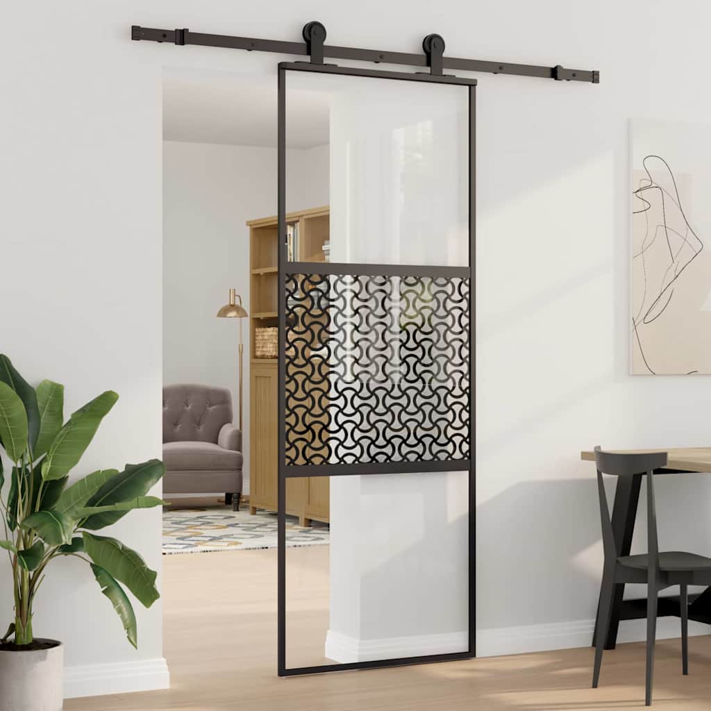 Glasdør 76 x 2 x 205 cm Aluminium Sort