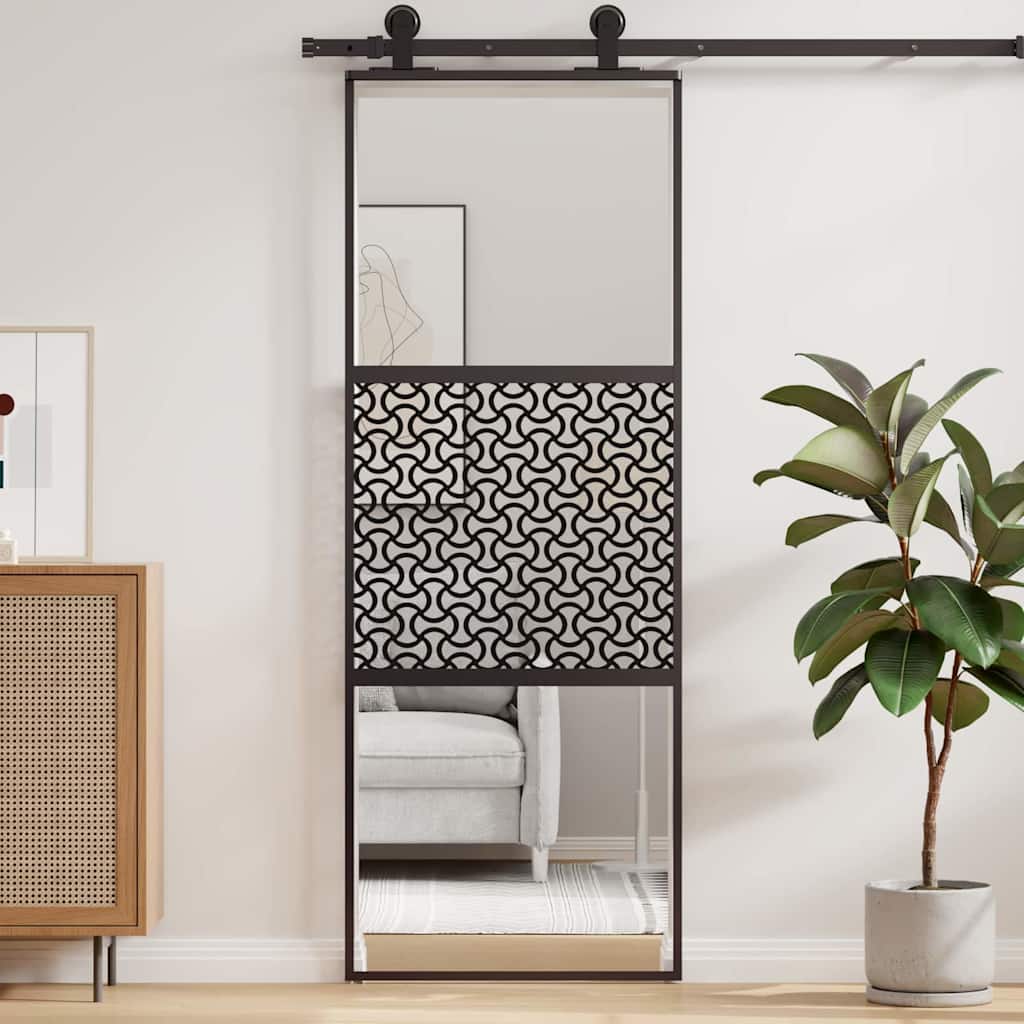 Glasdør 76 x 2 x 205 cm Aluminium Sort