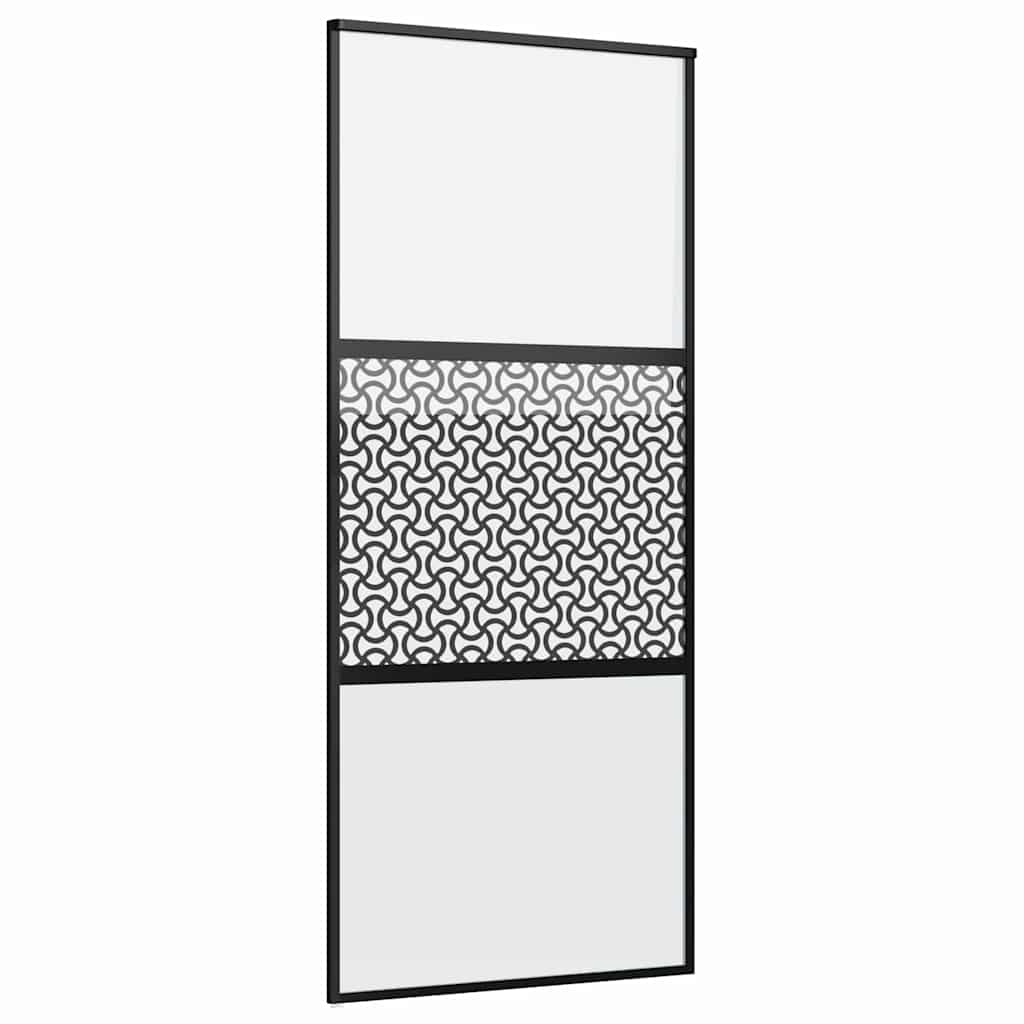 Glasdør 90 x 2 x 205 cm Aluminium Sort