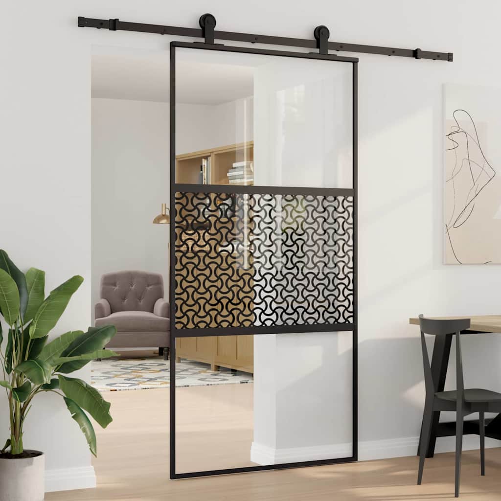 Glasdør 102,5 x 2 x 205 cm Aluminium Sort
