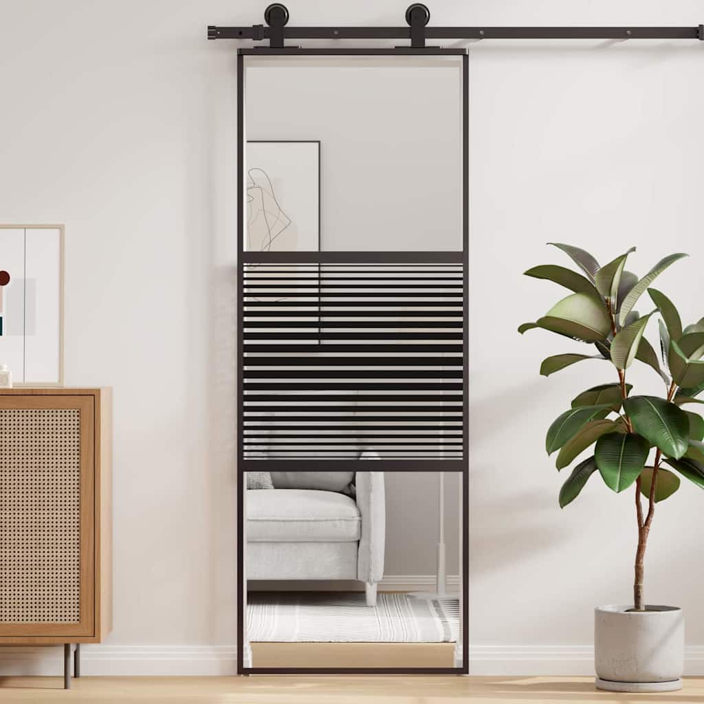 Glasdør 76 x 2 x 205 cm Aluminium Sort