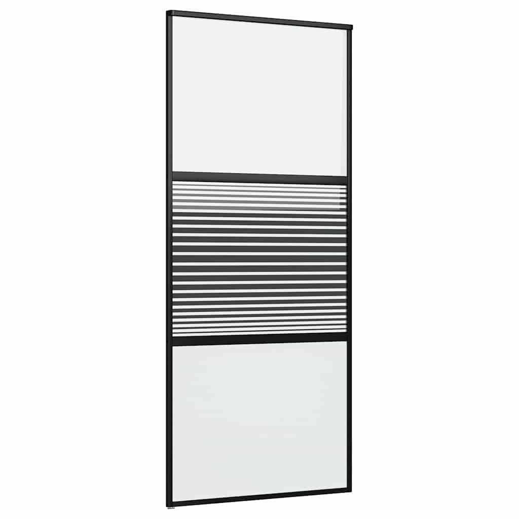 Glasdør 90 x 2 x 205 cm Aluminium Sort