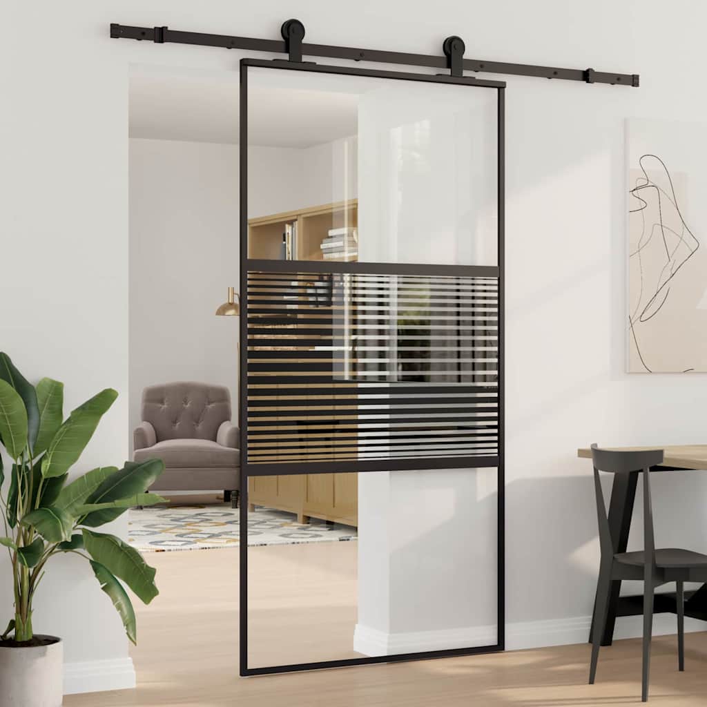 Glasdør 102,5 x 2 x 205 cm Aluminium Sort