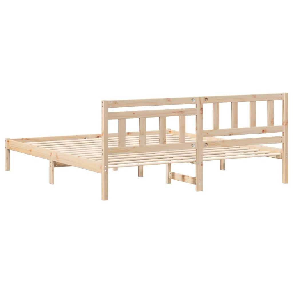 Sengestel med hovedgærde Brun 200 x 200 cm Massiv fyrretræ
