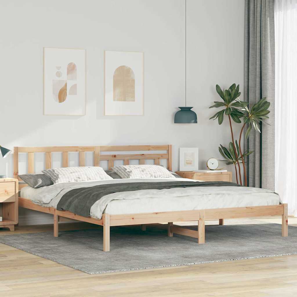 Sengestel med hovedgærde Brun 180 x 200 cm Massiv fyrretræ