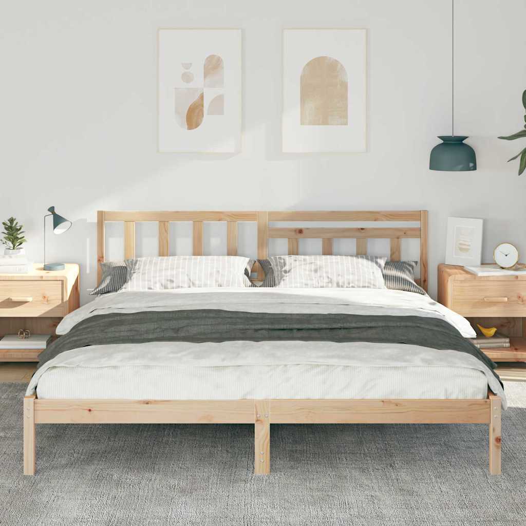 Sengestel med hovedgærde Brun 180 x 200 cm Massiv fyrretræ