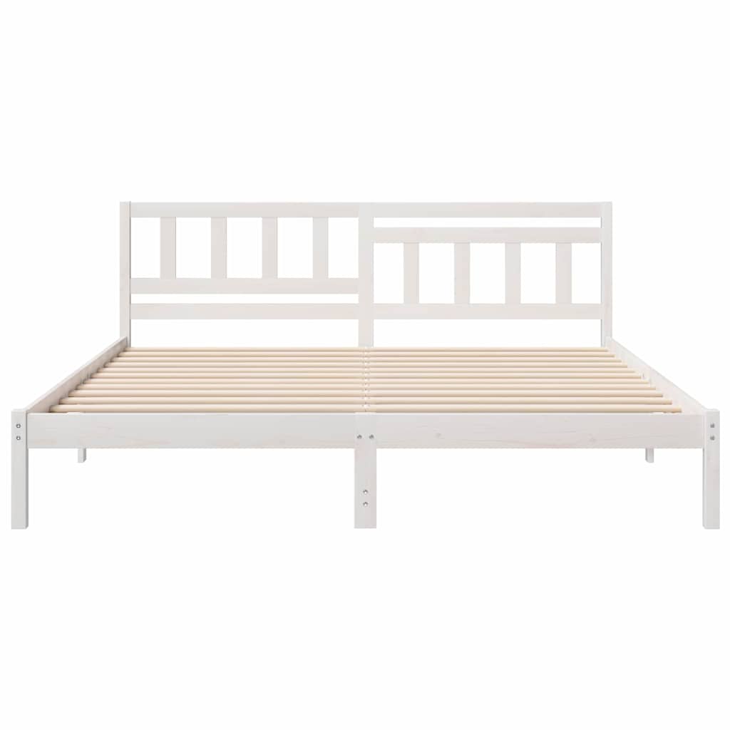 Sengestel med hovedgærde Hvid 180 x 200 cm Massiv fyrretræ