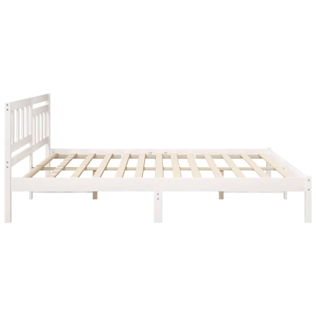 Sengestel med hovedgærde Hvid 180 x 200 cm Massiv fyrretræ