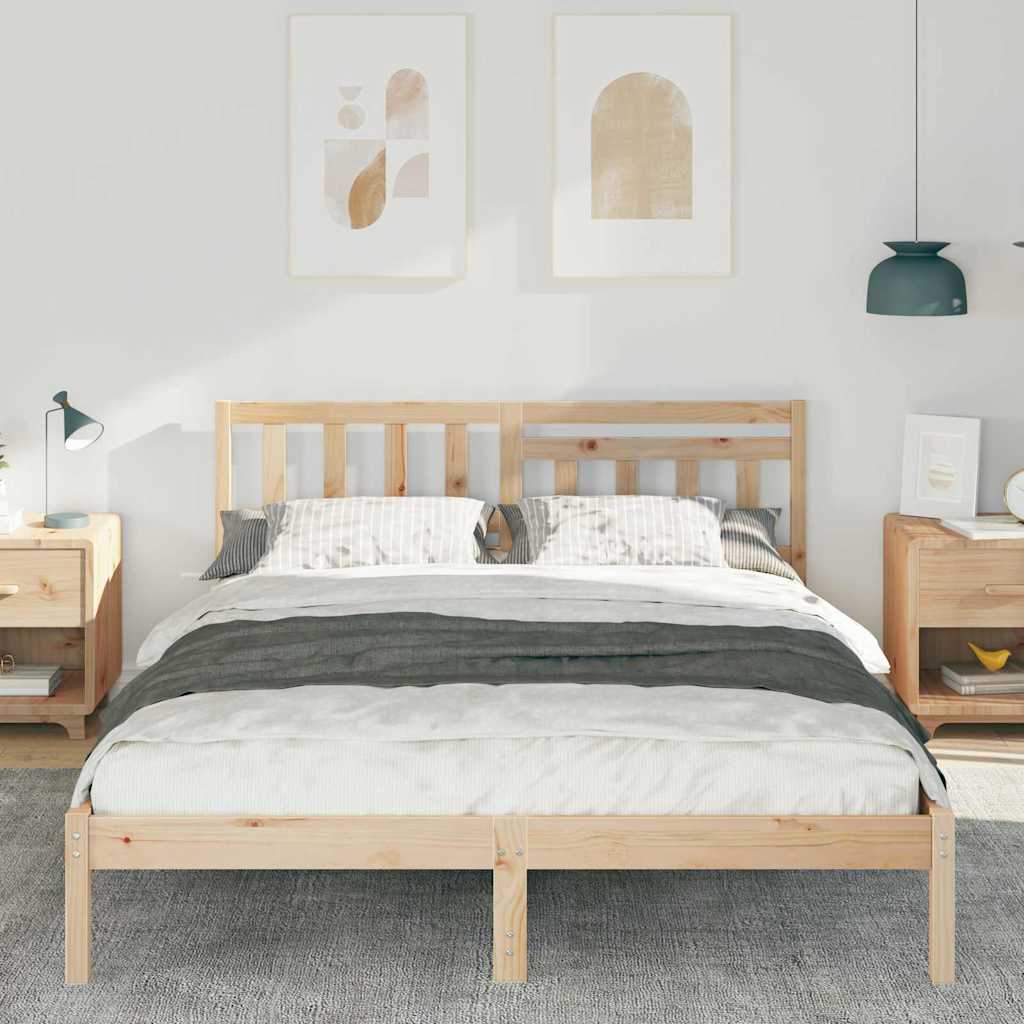 Sengestel med hovedgærde Brun 160 x 200 cm Massiv fyrretræ