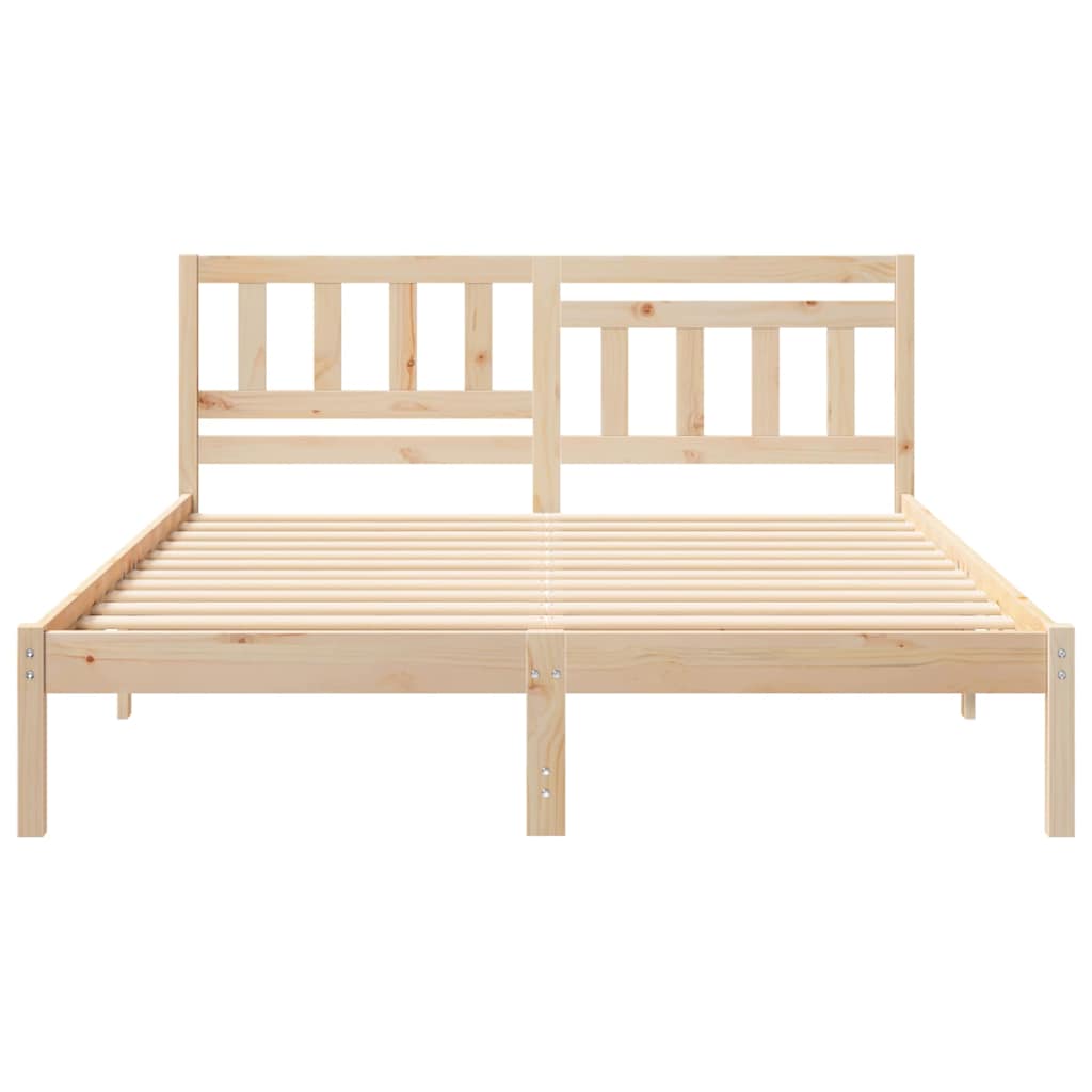 Sengestel med hovedgærde Brun 150 x 200 cm Massiv fyrretræ
