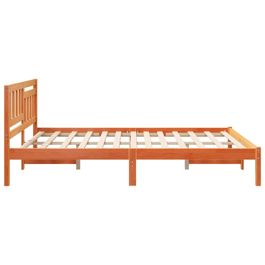 Sengestel med hovedgærde Voks brun 150 x 200 cm Massiv fyrretræ