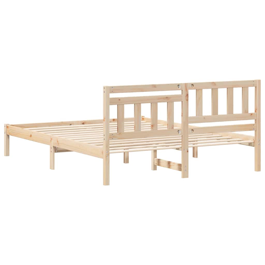 Sengestel med hovedgærde Brun 140 x 200 cm Massiv fyrretræ