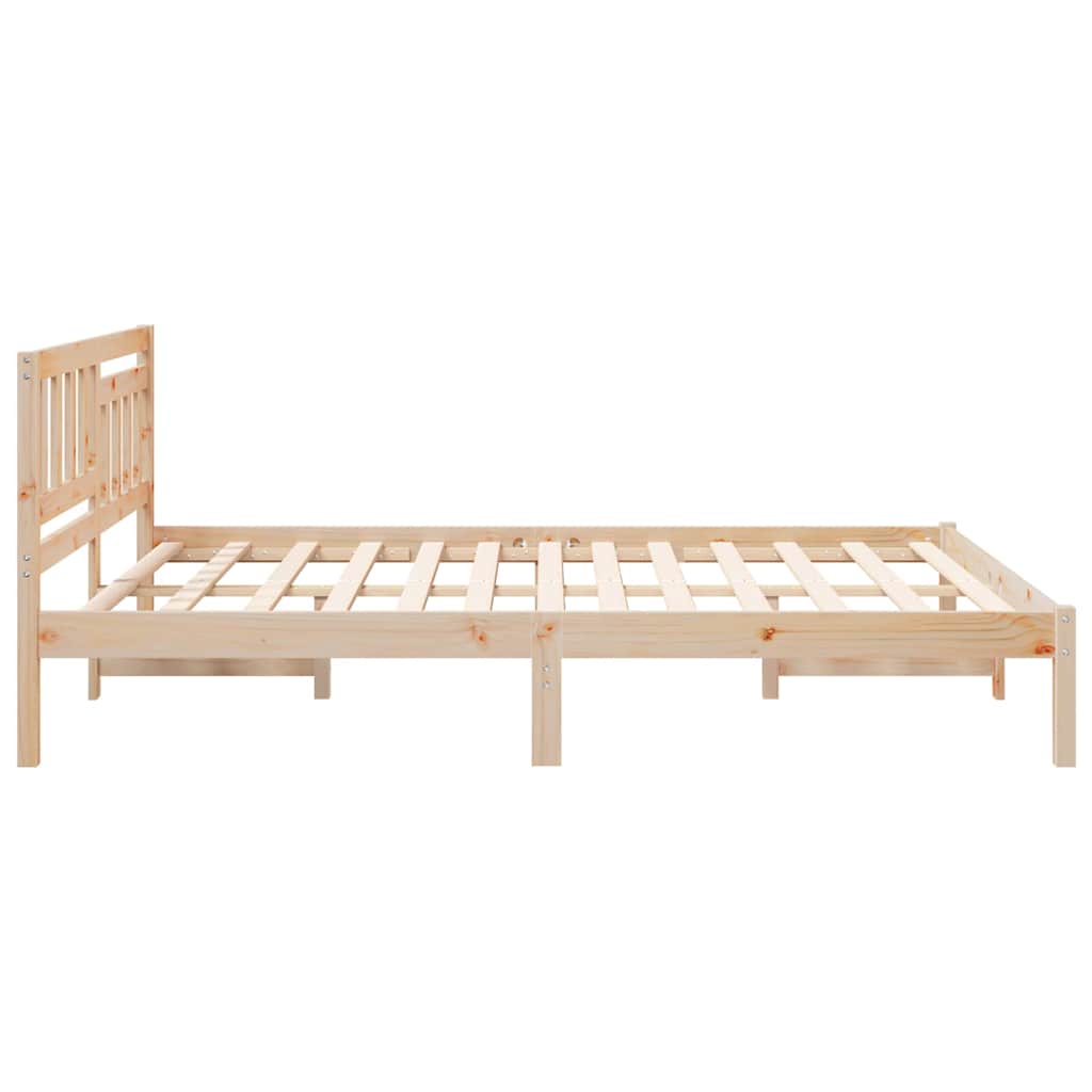 Sengestel med hovedgærde Brun 140 x 200 cm Massiv fyrretræ