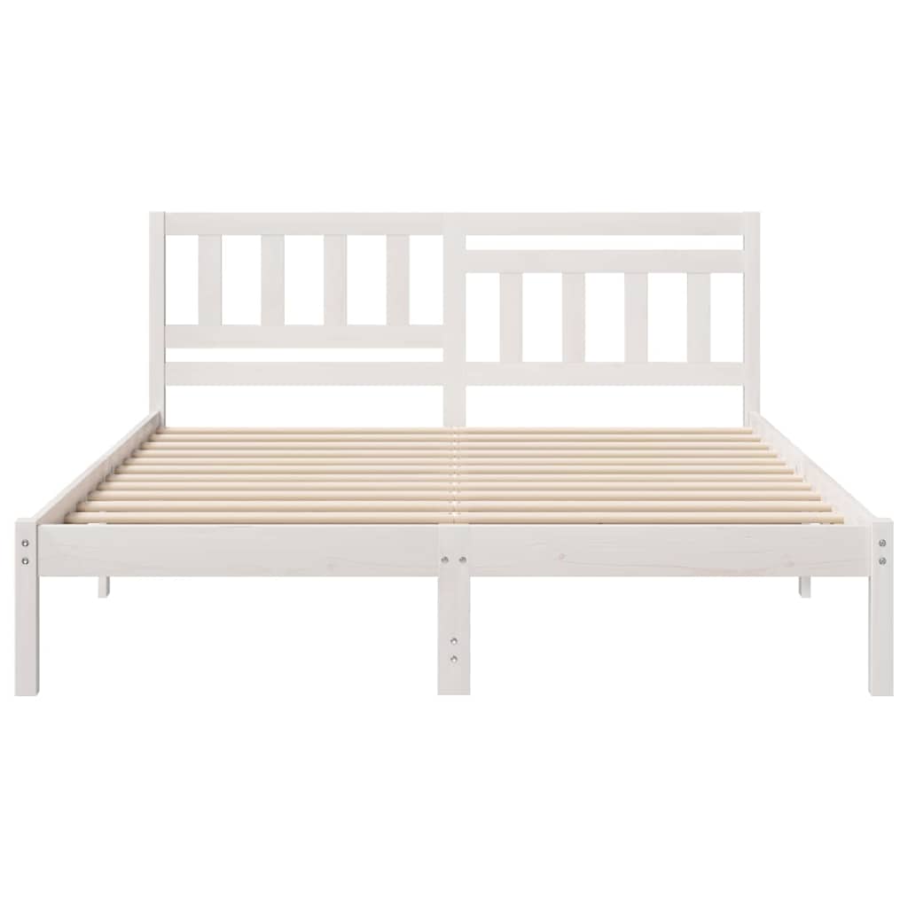 Sengestel med hovedgærde Hvid 140 x 200 cm Massiv fyrretræ