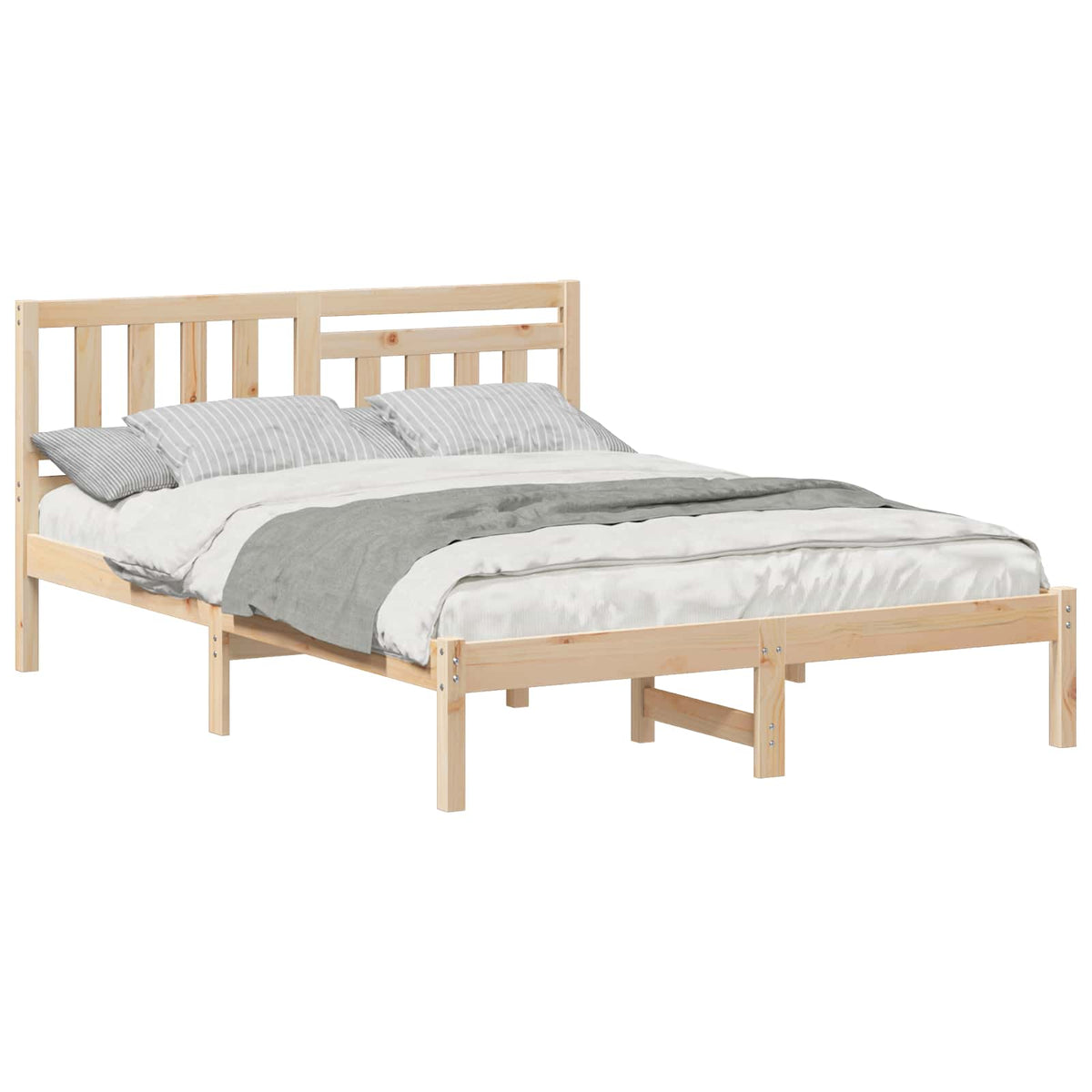 Sengestel med hovedgærde Brun 140 x 190 cm Massiv fyrretræ