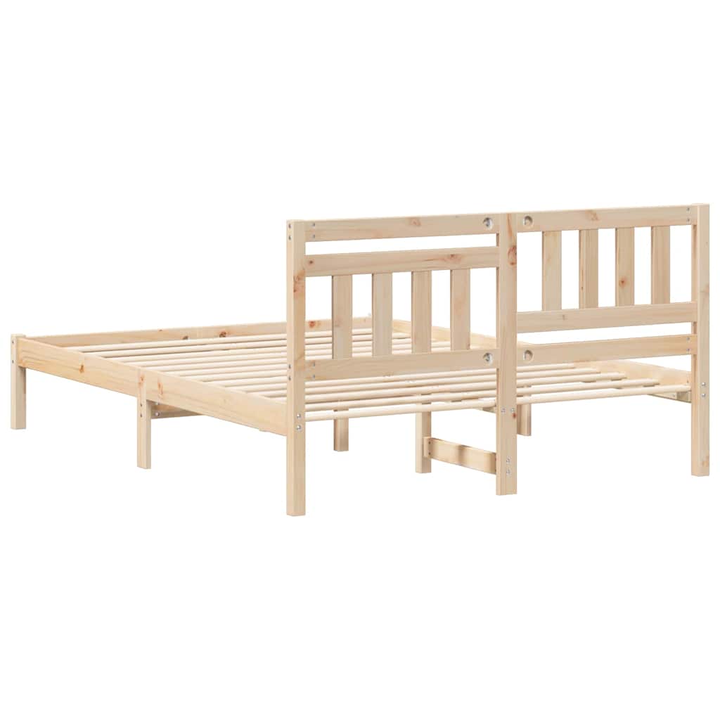 Sengestel med hovedgærde Brun 140 x 190 cm Massiv fyrretræ