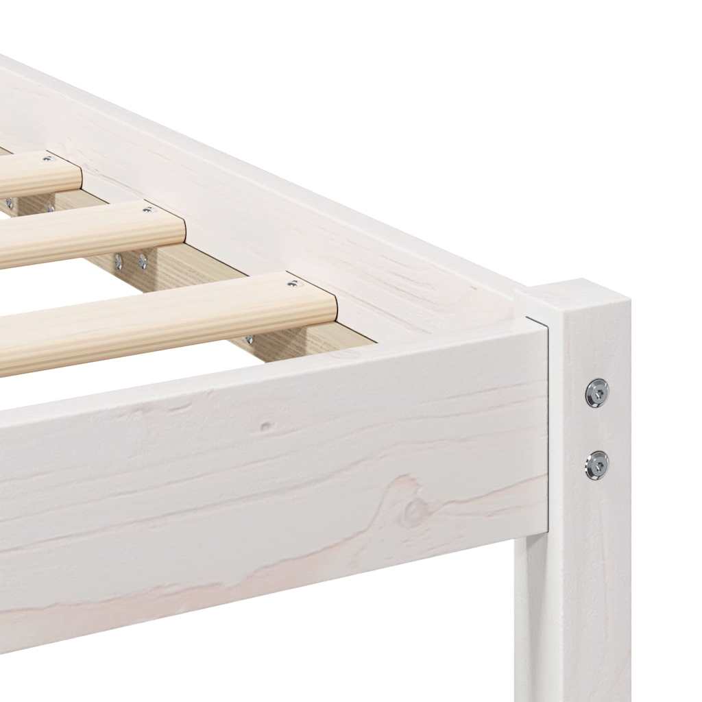 Sengestel med hovedgærde Hvid 140 x 190 cm Massiv fyrretræ