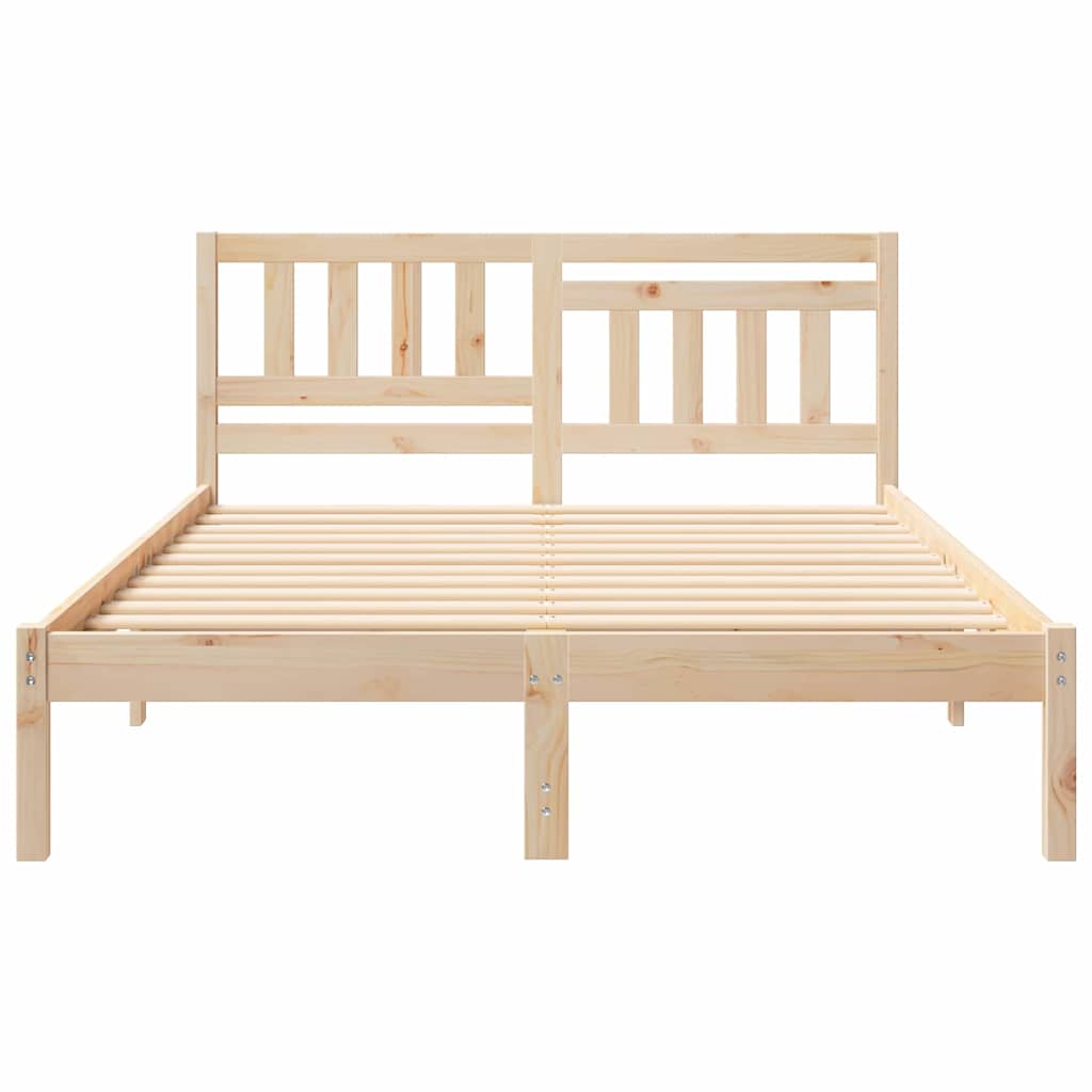 Sengestel med hovedgærde Brun 135 x 190 cm Massiv fyrretræ