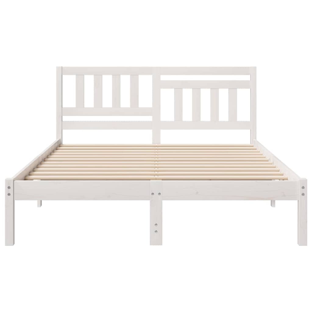 Sengestel med hovedgærde Hvid 135 x 190 cm Massiv fyrretræ