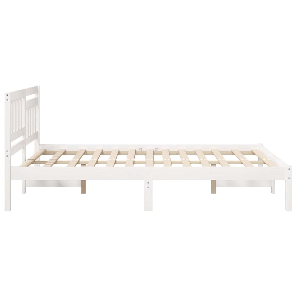 Sengestel med hovedgærde Hvid 135 x 190 cm Massiv fyrretræ