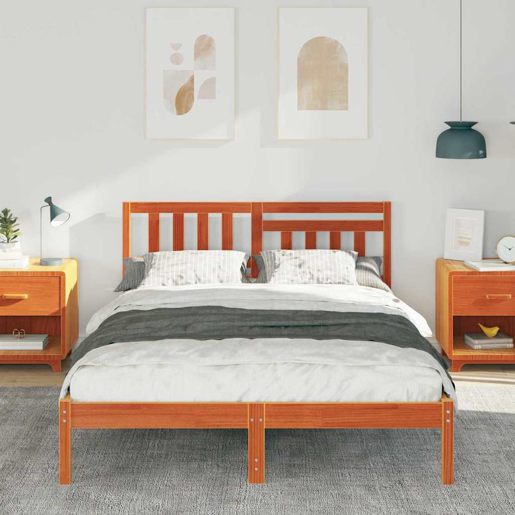 Sengestel Gyldenbrun 135 x 190 cm Massivt fyrretræ