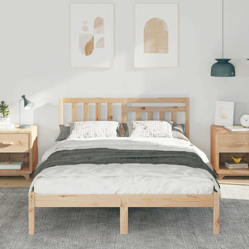 Sengestel med hovedgærde Brun 120 x 190 cm Massiv fyrretræ