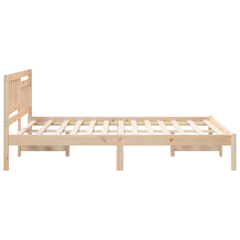 Sengestel med hovedgærde Brun 120 x 190 cm Massiv fyrretræ