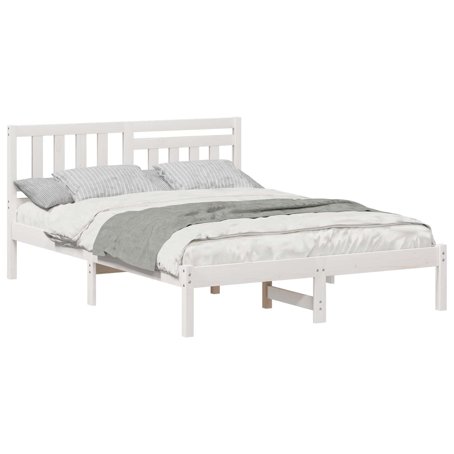 Sengestel med hovedgærde Hvid 120 x 190 cm Massiv fyrretræ