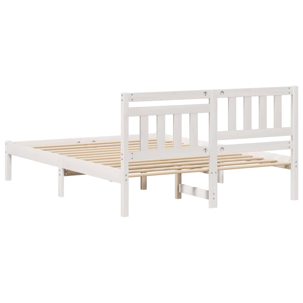 Sengestel med hovedgærde Hvid 120 x 190 cm Massiv fyrretræ