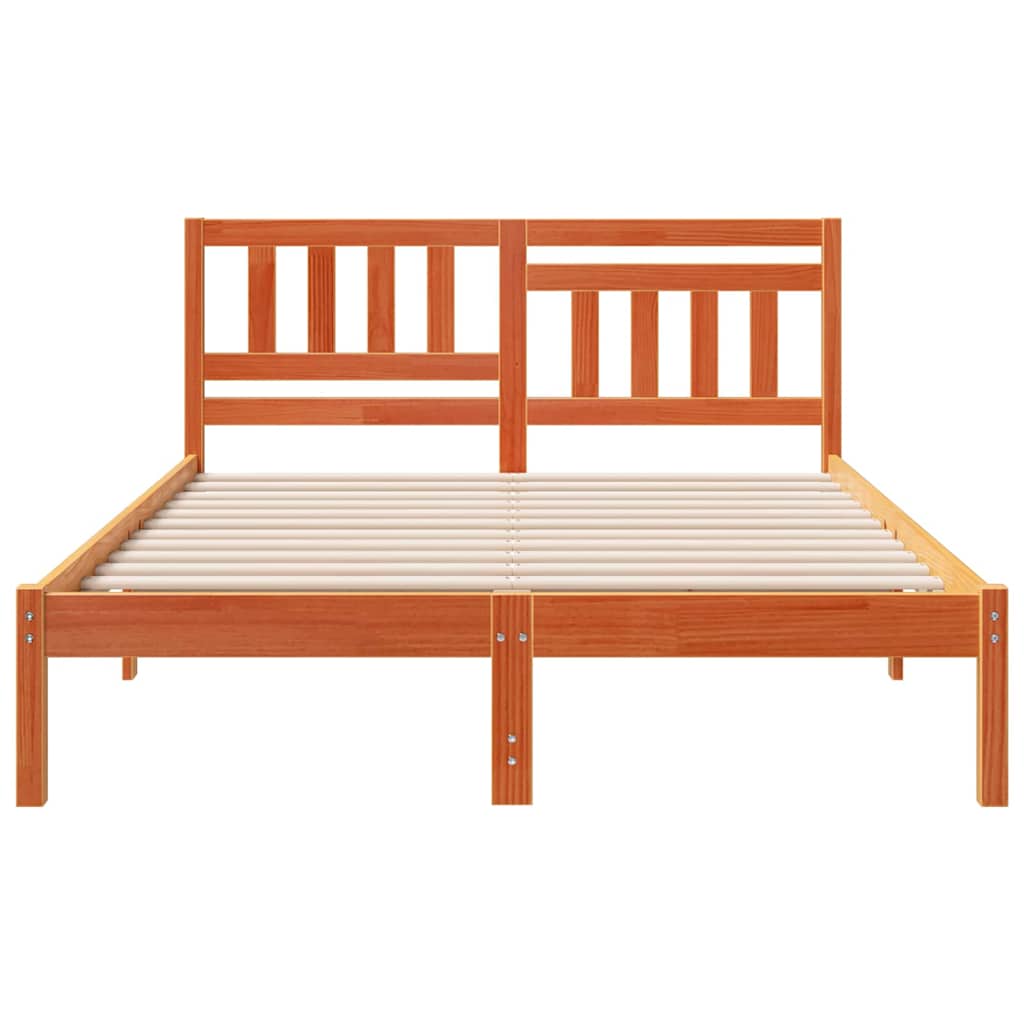 Sengestel med hovedgærde Voks brun 120 x 190 cm Massiv fyrretræ