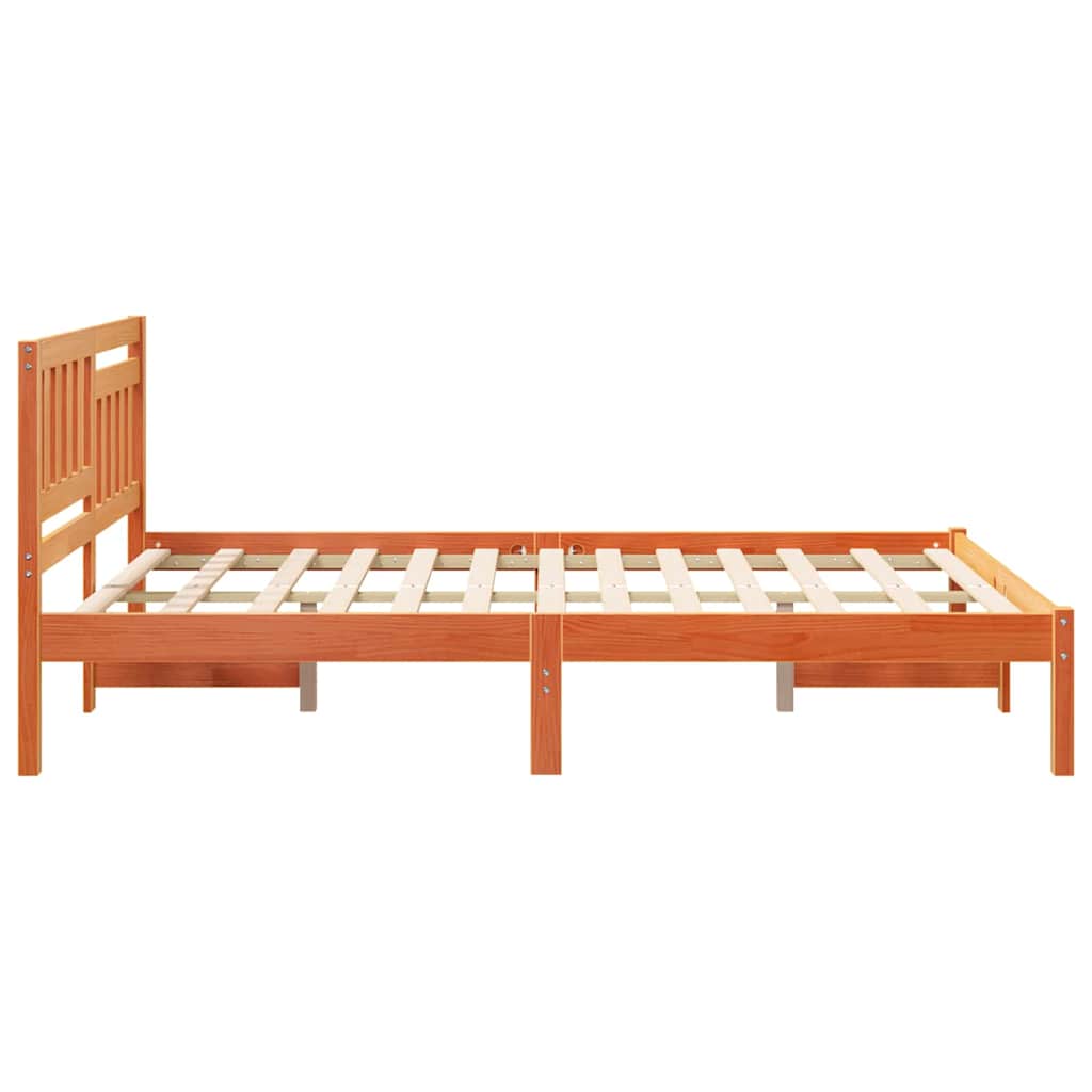 Sengestel med hovedgærde Voks brun 120 x 190 cm Massiv fyrretræ