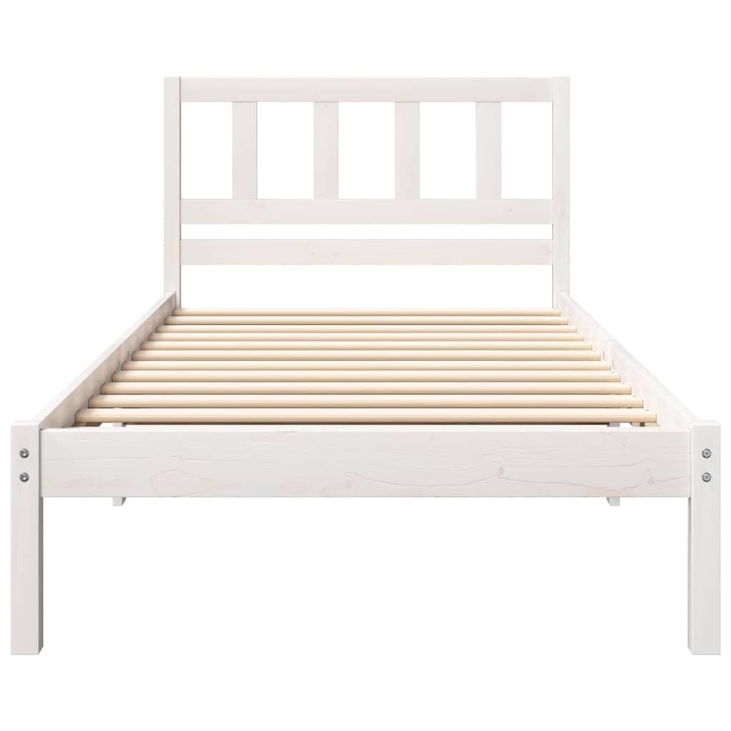Sengestel med hovedgærde Hvid 80 x 200 cm Massiv fyrretræ