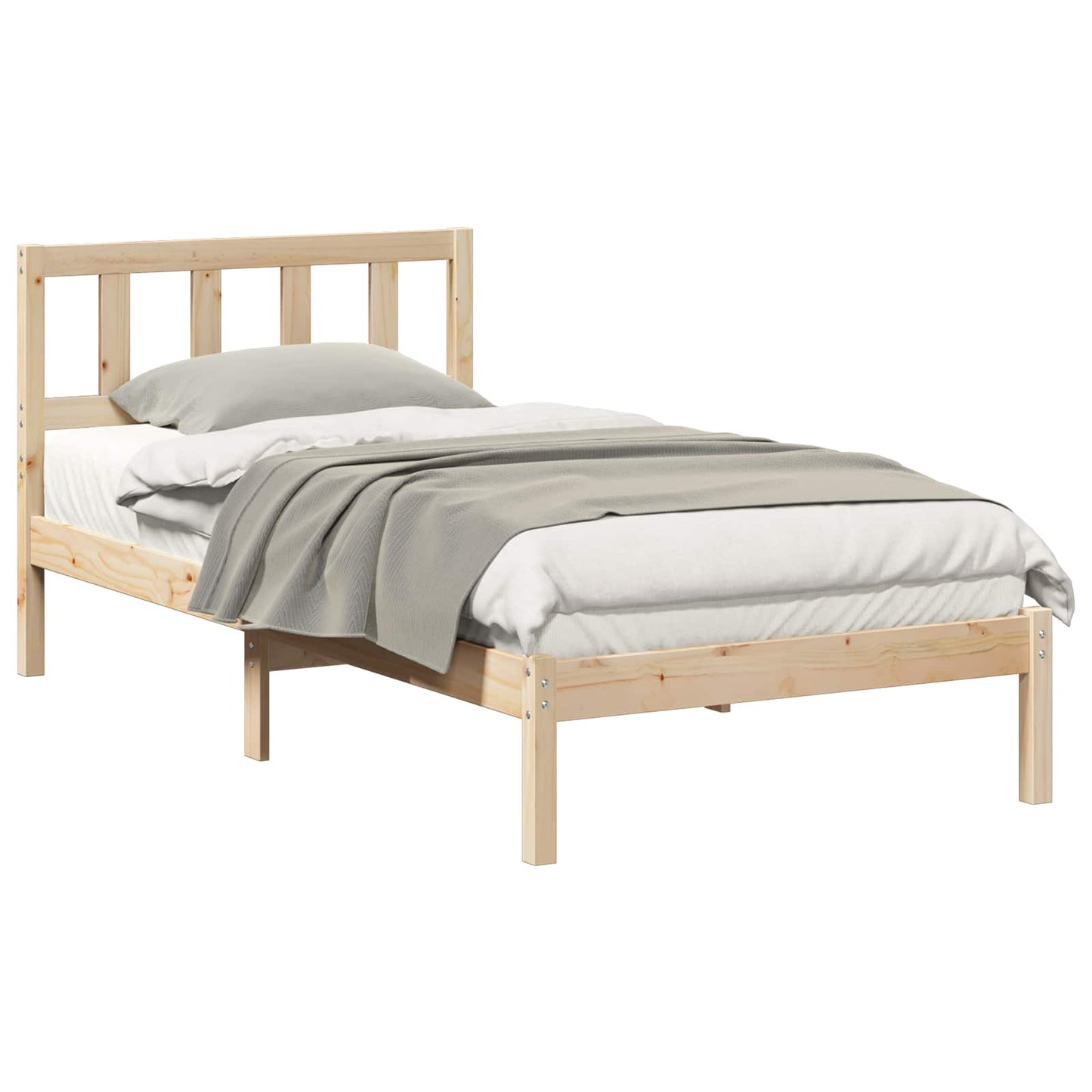 Sengestel med hovedgærde Brun 90 x 200 cm Massiv fyrretræ
