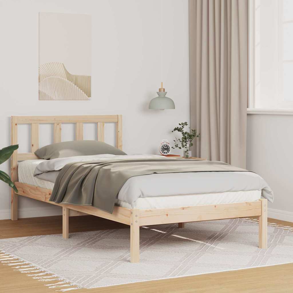 Sengestel med hovedgærde Brun 100 x 200 cm Massiv fyrretræ
