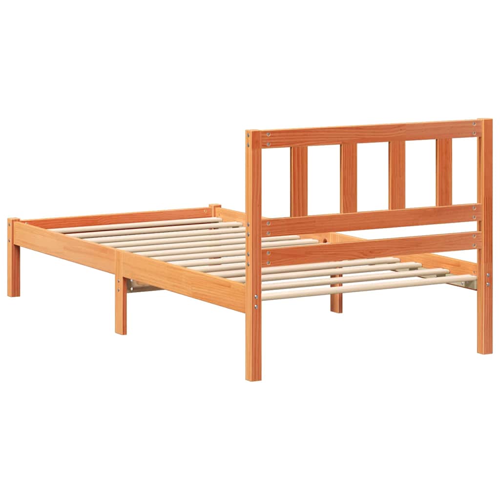 Sengestel med hovedgærde Voks brun 100 x 200 cm Massiv fyrretræ