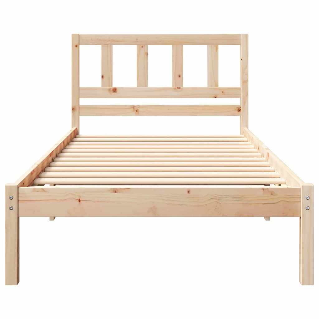 Sengestel med hovedgærde Brun 90 x 190 cm Massiv fyrretræ