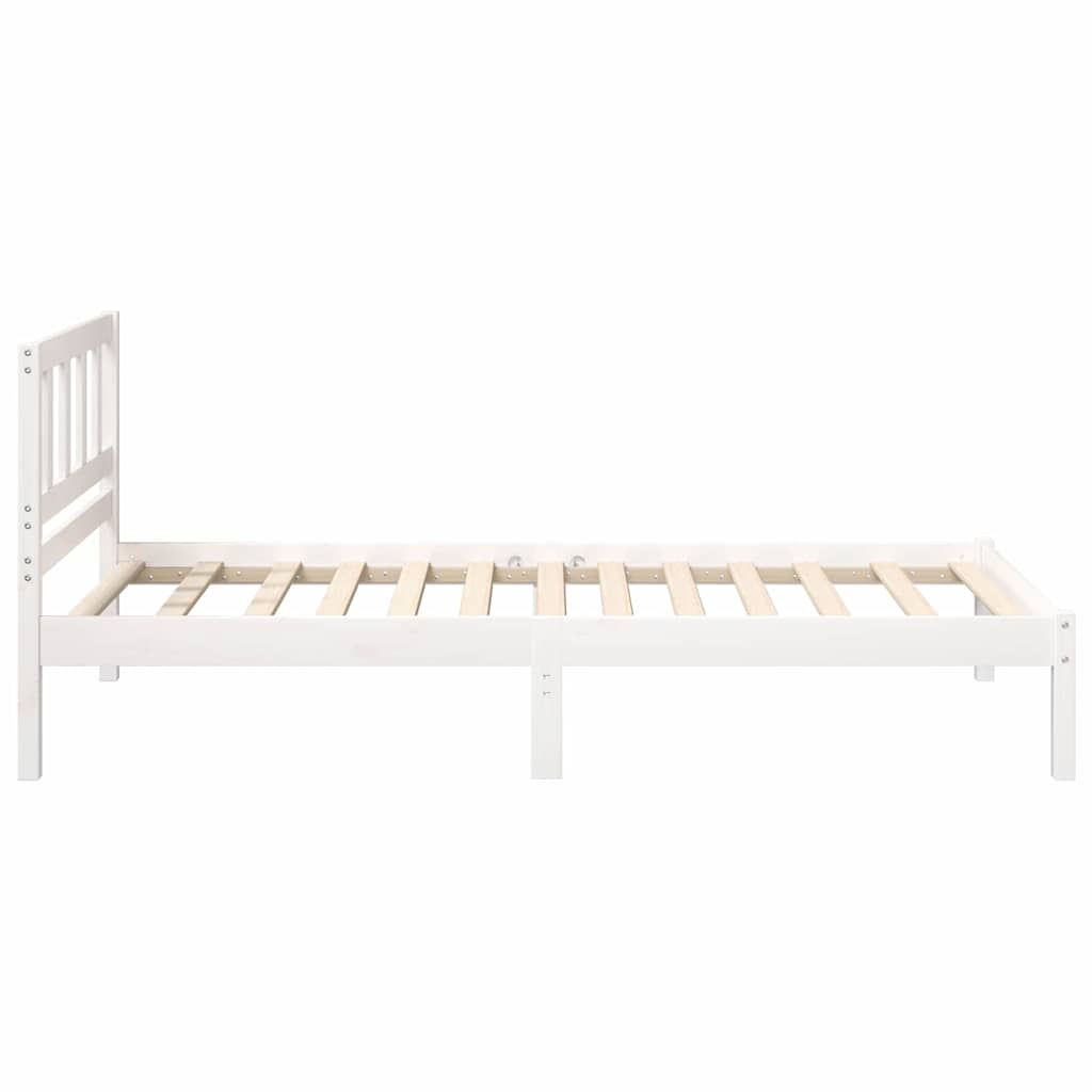 Sengestel med hovedgærde Hvid 90 x 190 cm Massiv fyrretræ