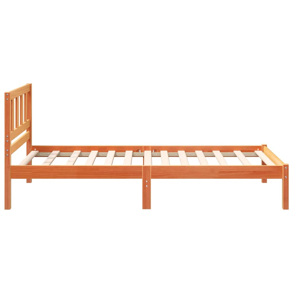 Sengestel med hovedgærde Voks brun 90 x 190 cm Massiv fyrretræ