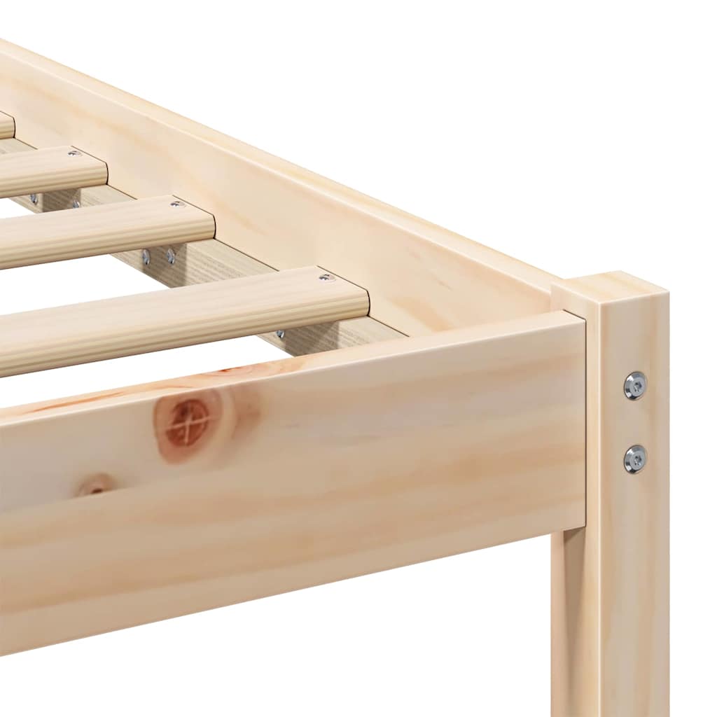 Sengestel med hovedgærde Brun 75 x 190 cm Massiv fyrretræ