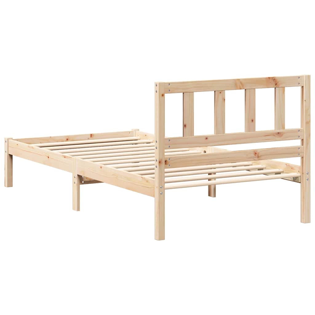 Sengestel med hovedgærde Brun 75 x 190 cm Massiv fyrretræ