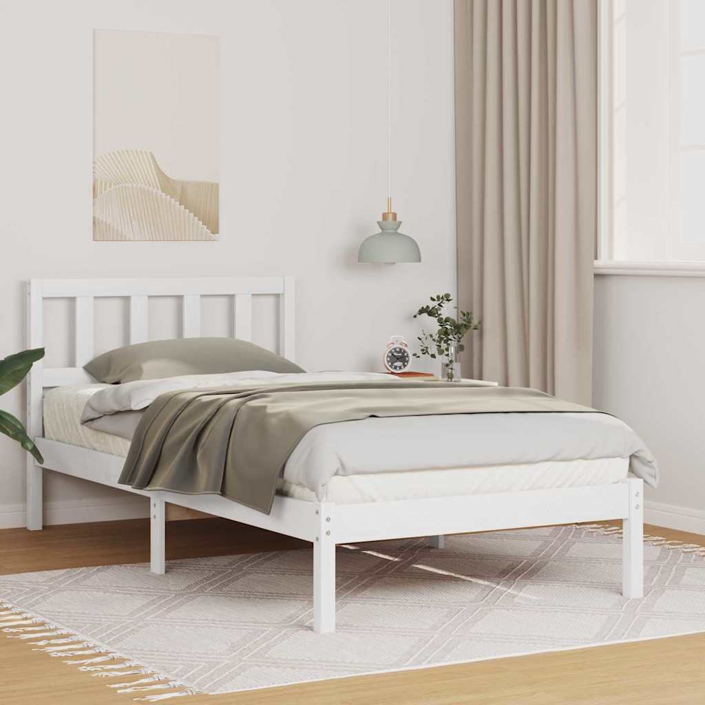 Sengestel med hovedgærde Hvid 75 x 190 cm Massiv fyrretræ