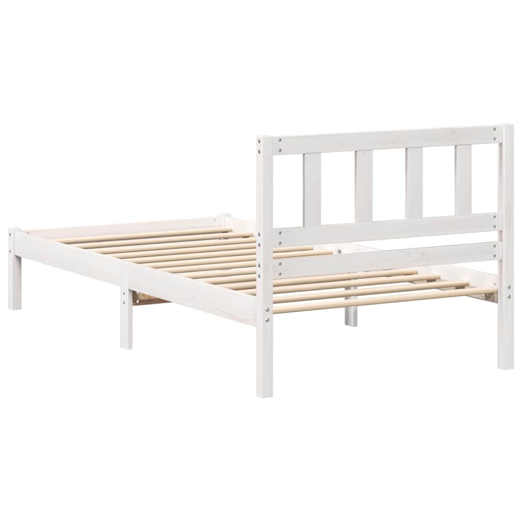 Sengestel med hovedgærde Hvid 75 x 190 cm Massiv fyrretræ