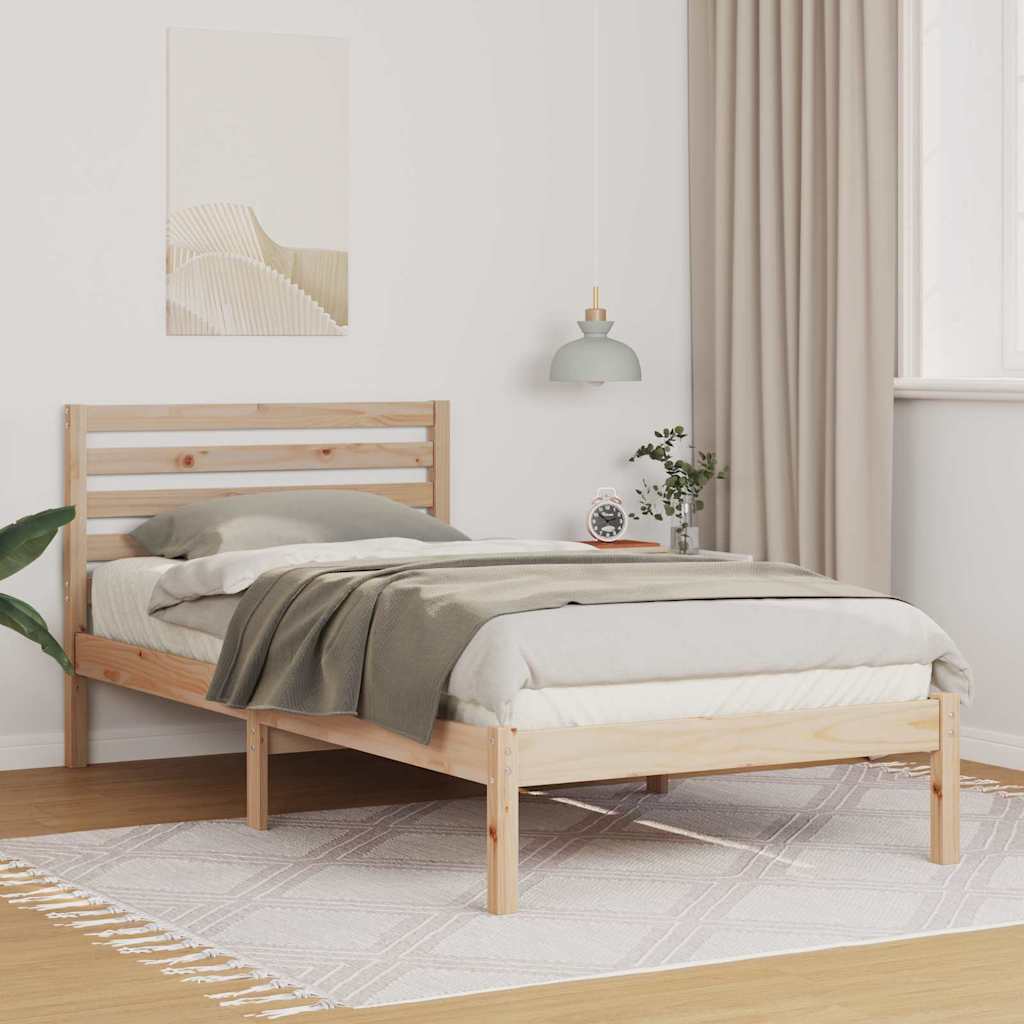 Sengestel med hovedgærde Brun 90 x 200 cm Massiv fyrretræ