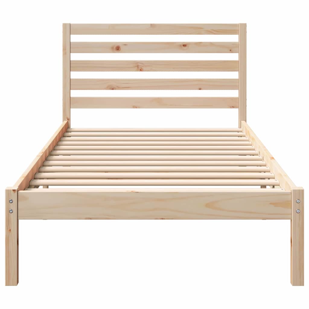 Sengestel med hovedgærde Brun 90 x 200 cm Massiv fyrretræ