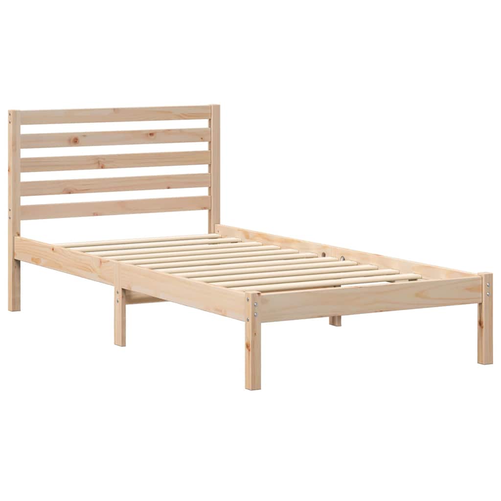 Sengestel med hovedgærde Brun 100 x 200 cm Massiv fyrretræ