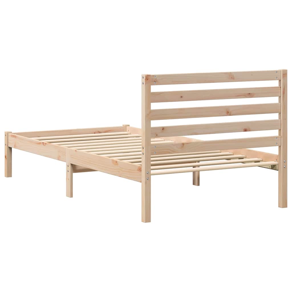 Sengestel med hovedgærde Brun 75 x 190 cm Massiv fyrretræ