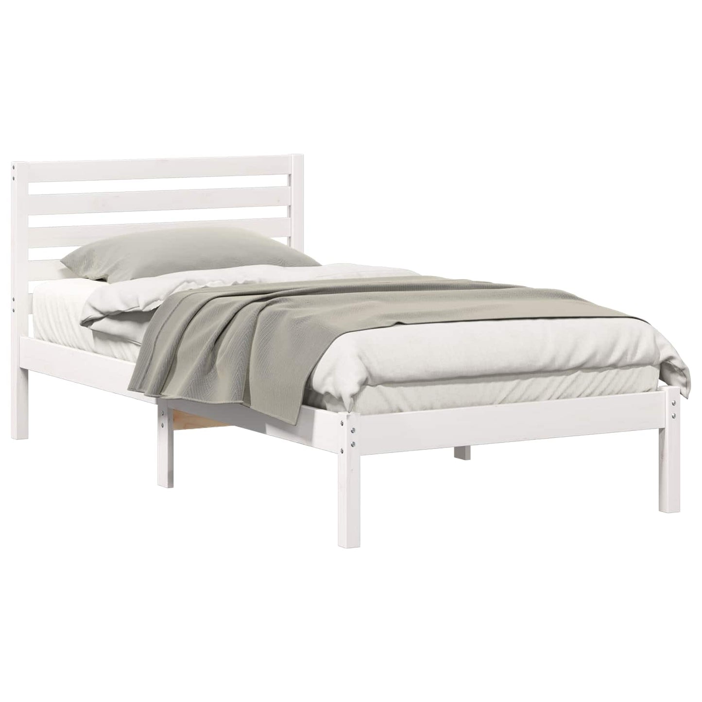 Sengestel med hovedgærde Hvid 75 x 190 cm Massiv fyrretræ