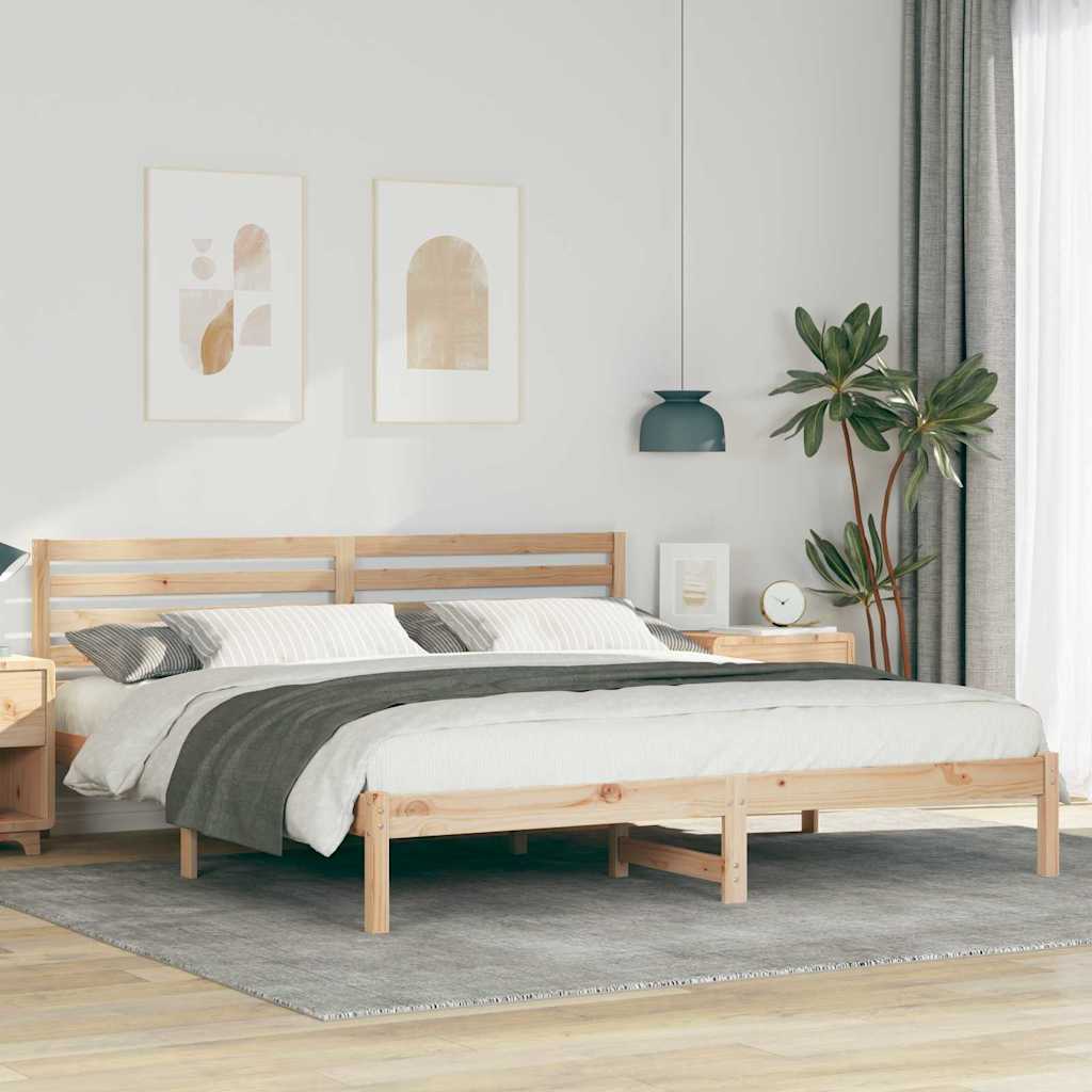 Sengestel med hovedgærde Brun 200 x 200 cm Massiv fyrretræ