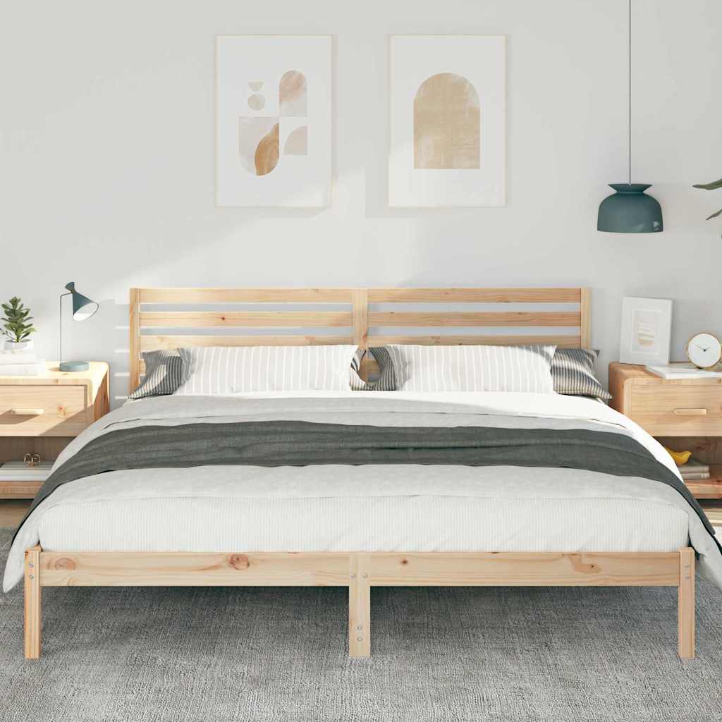 Sengestel med hovedgærde Brun 200 x 200 cm Massiv fyrretræ