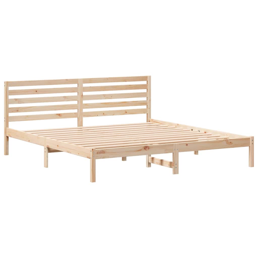 Sengestel med hovedgærde Brun 200 x 200 cm Massiv fyrretræ